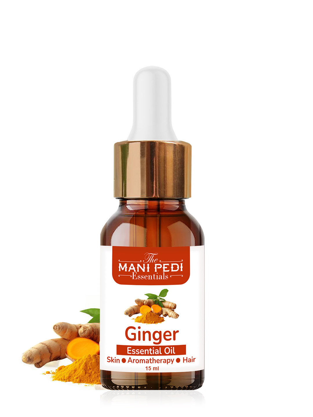 The Mani Pedi Essentials Ginger Essential Oil for Hair Skin & Aromatherapy - Vegan - 15 ml