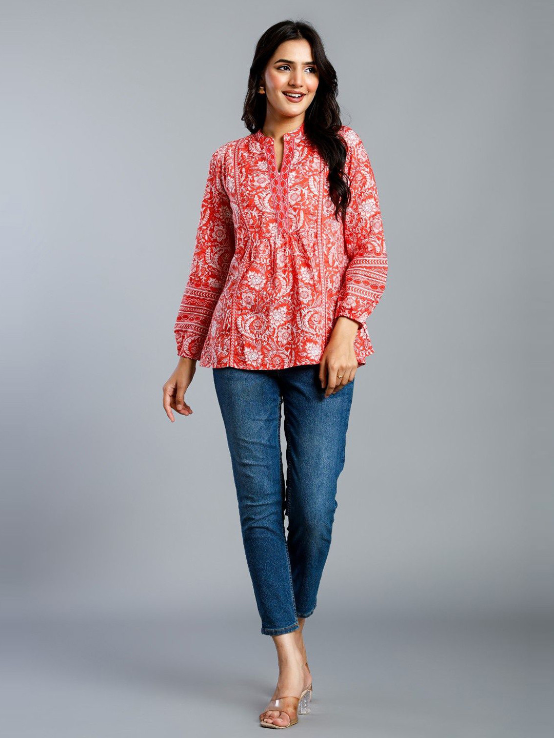 NANCHI Women Ethnic Motifs Printed Cotton Top
