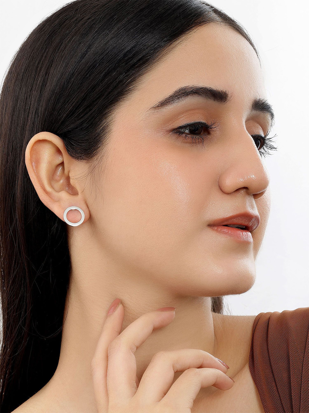 Tweov 925 Sterling Silver Open Round Stud Earrings