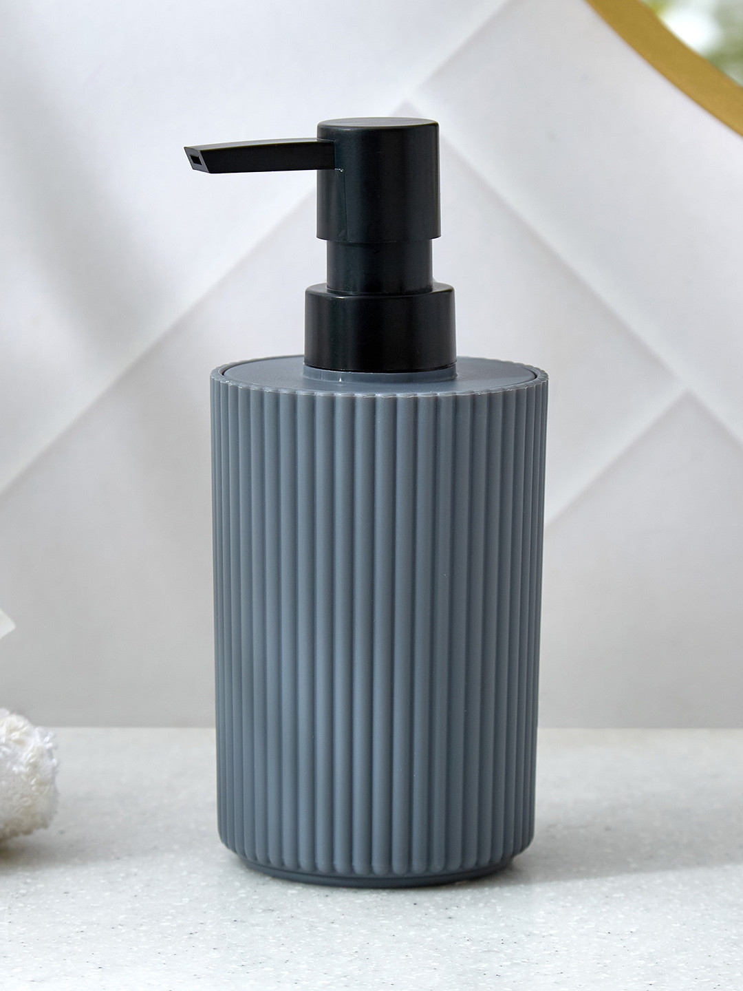 Home Centre Prism Sleek Grey & Black Textured Soap Dispenser 370ml