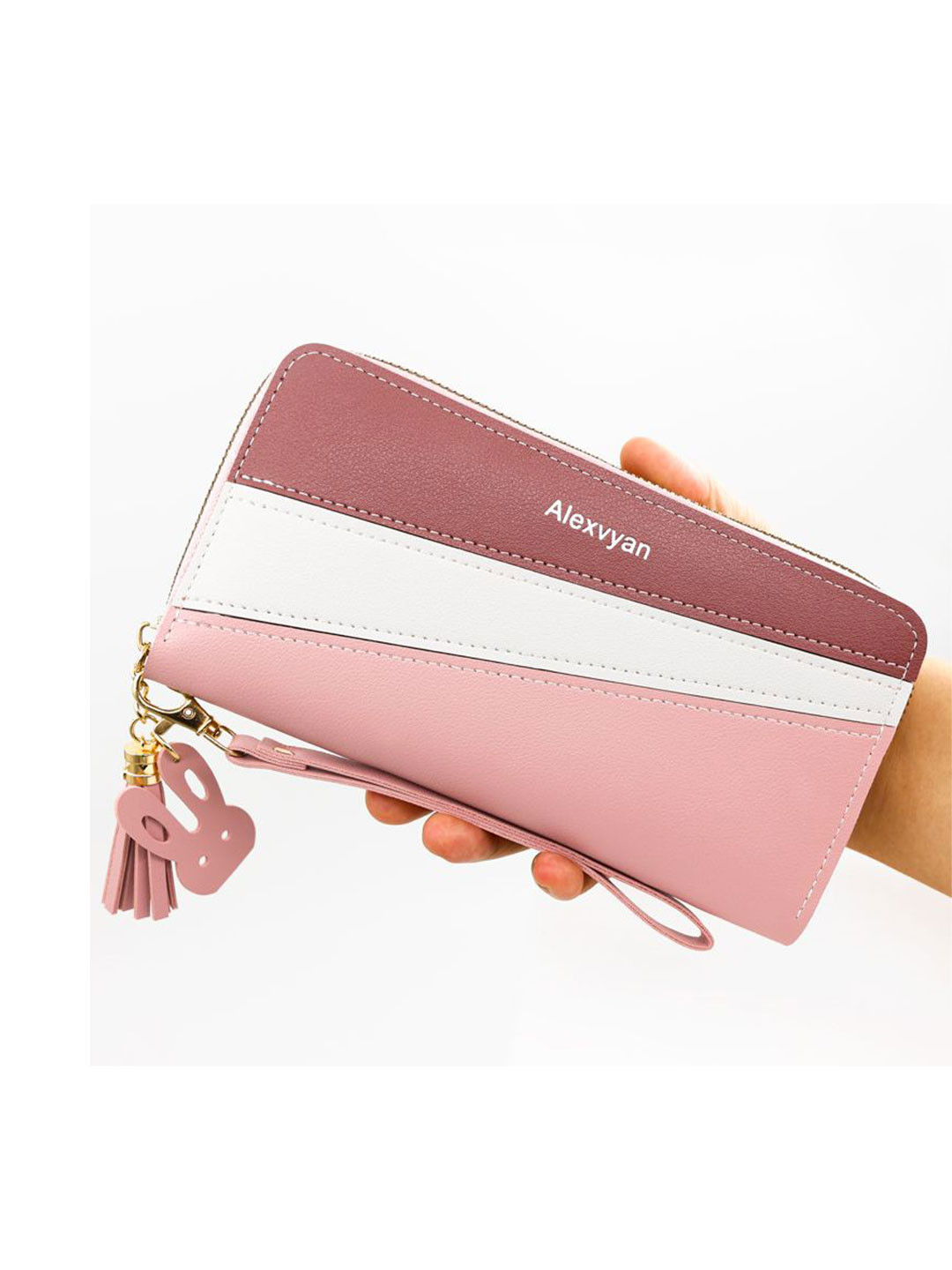 Alexvyan Women Colourblocked Zip Around Wallet With RFID Feature