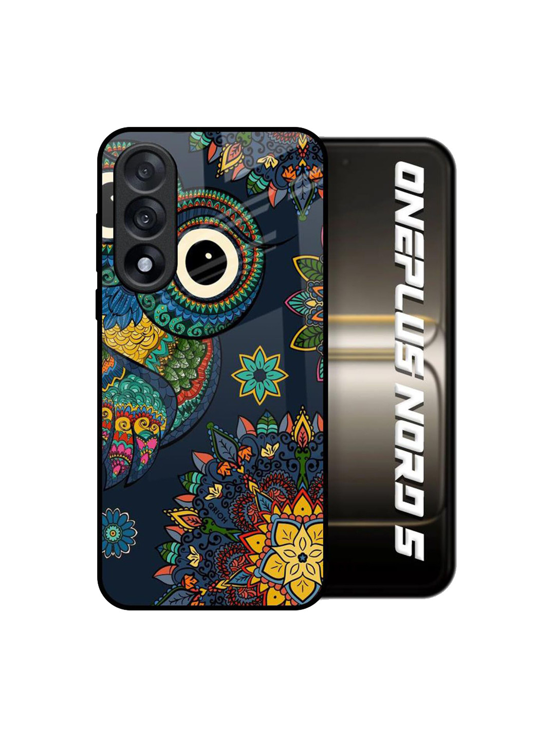 QRIOH Quirky Printed OnePlus Nord 5 Owl Art Glass 5G Back Case Mobile Accessories