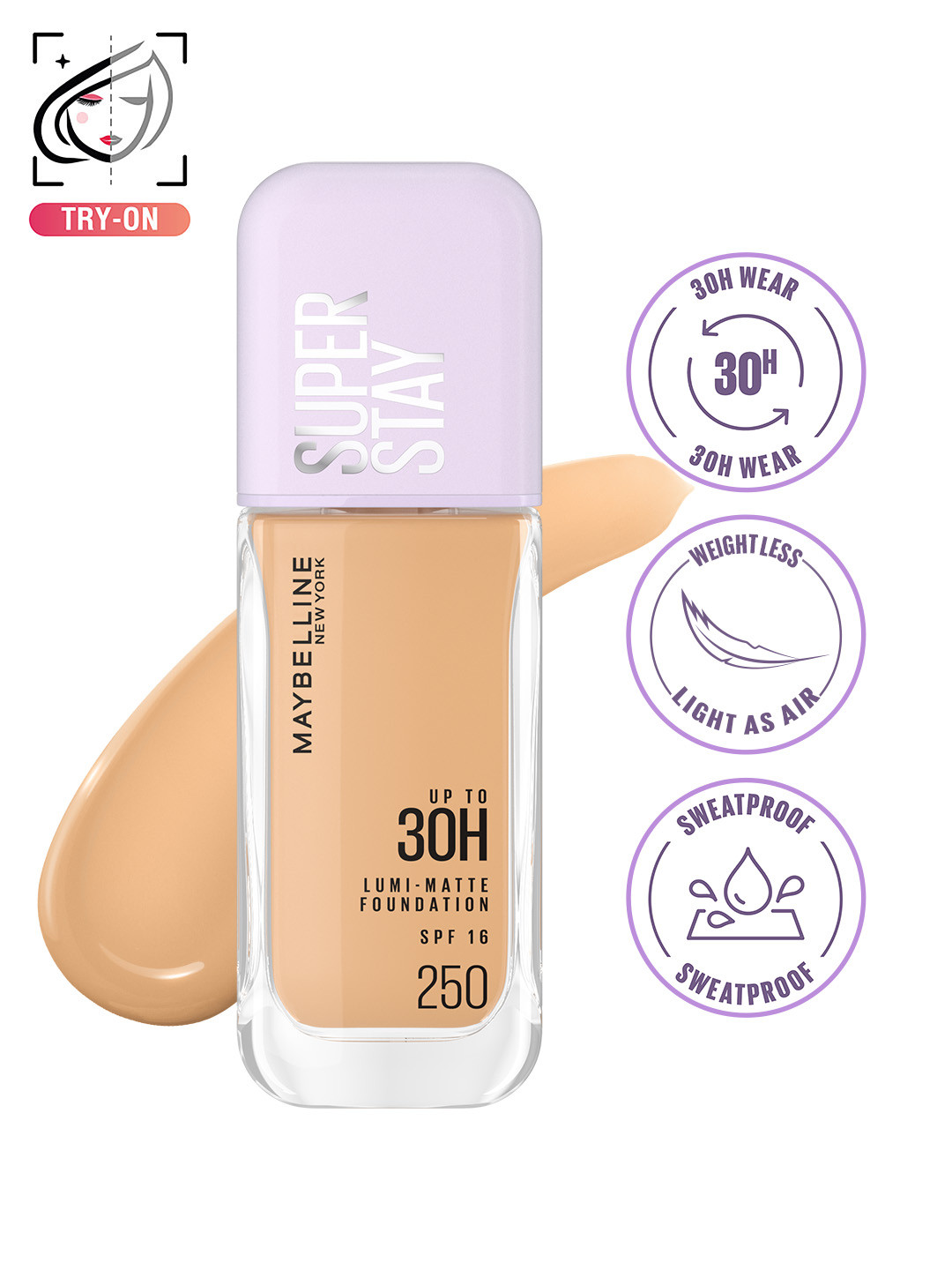Maybelline New York Super Stay Lumi Matte Lightweight Liquid Foundation 35g - Shade 250
