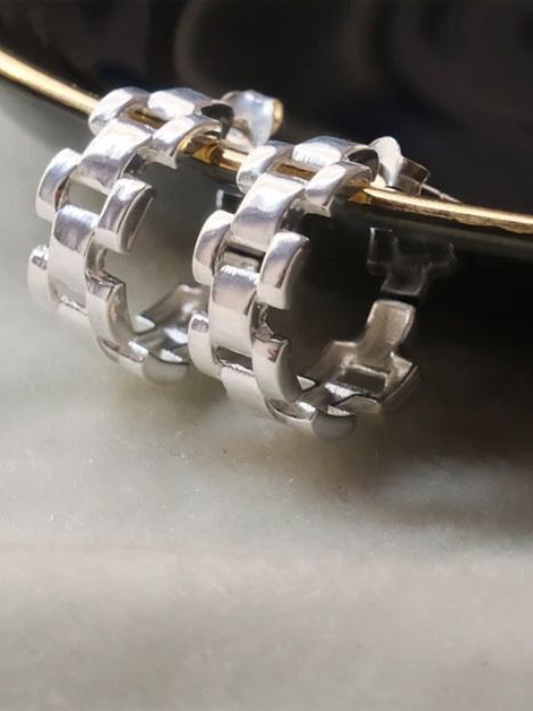 Anushka Jain Jewellery Sterling Silver Silver-Plated Wrist Watch Hoop Earrings