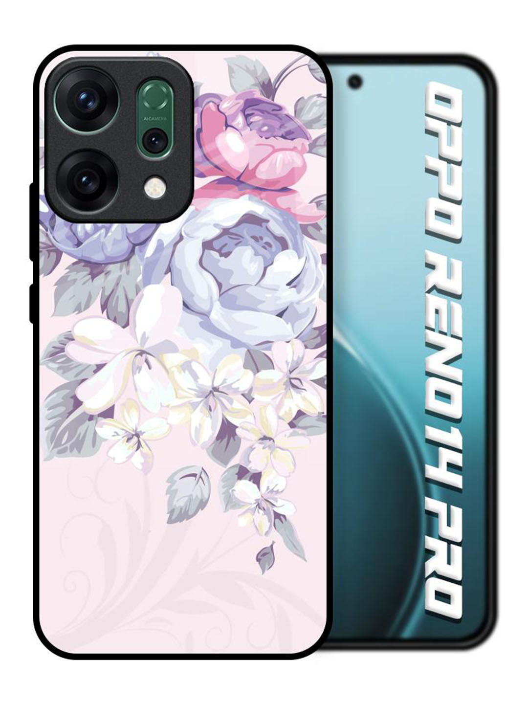 QRIOH  Elegant Floral Glass case for Oppo Reno14 Pro 5G