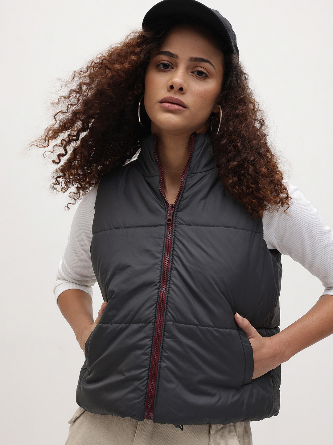 The Roadster Life Co. Cropped Reversible Padded-Style Gilet Jacket with Toggle Hem