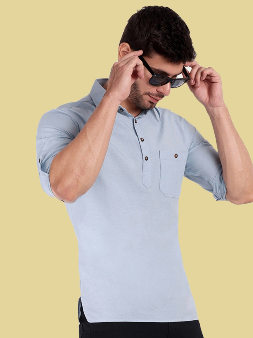 Classycollar By LifeRoads Men Solid Shirt Collar Kurta