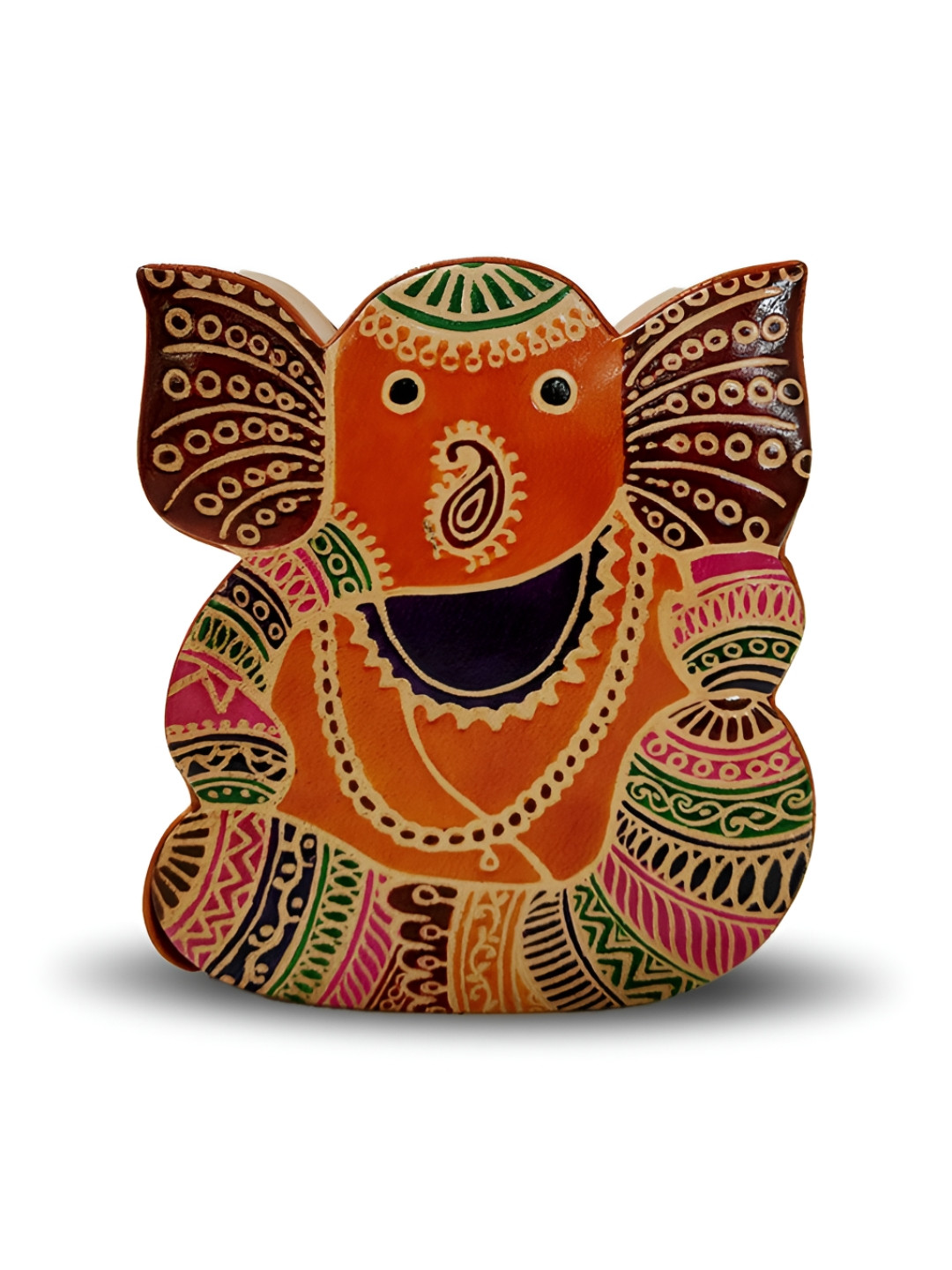 MAATIR DESIGNS Printed Leather Elephant Coin Box