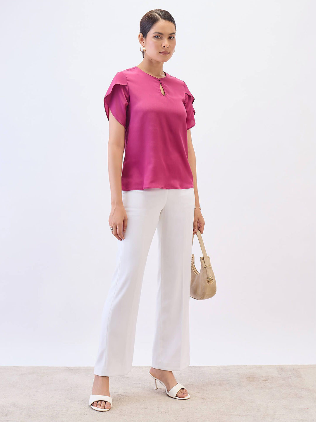 SALT ATTIRE Women Keyhole Neck Crepe Top