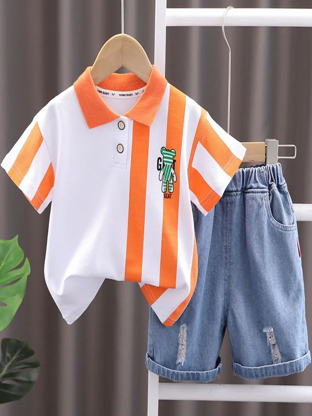 KIDNIP Boys Colourblocked T-shirt with Shorts