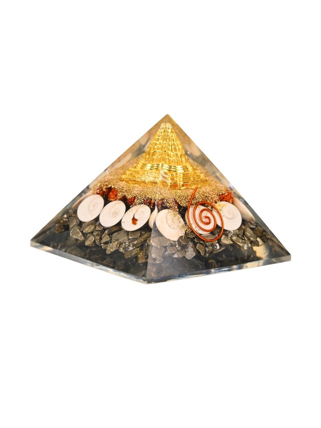 HINDCRAFT Multicoloured Money Magnet Pyrite Pyramid for Vastu Figurine Showpiece