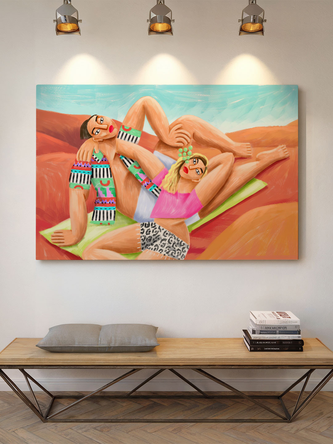 ASIAN MONK Multicoloured Wood Figurative Illustrations Wall Paintings