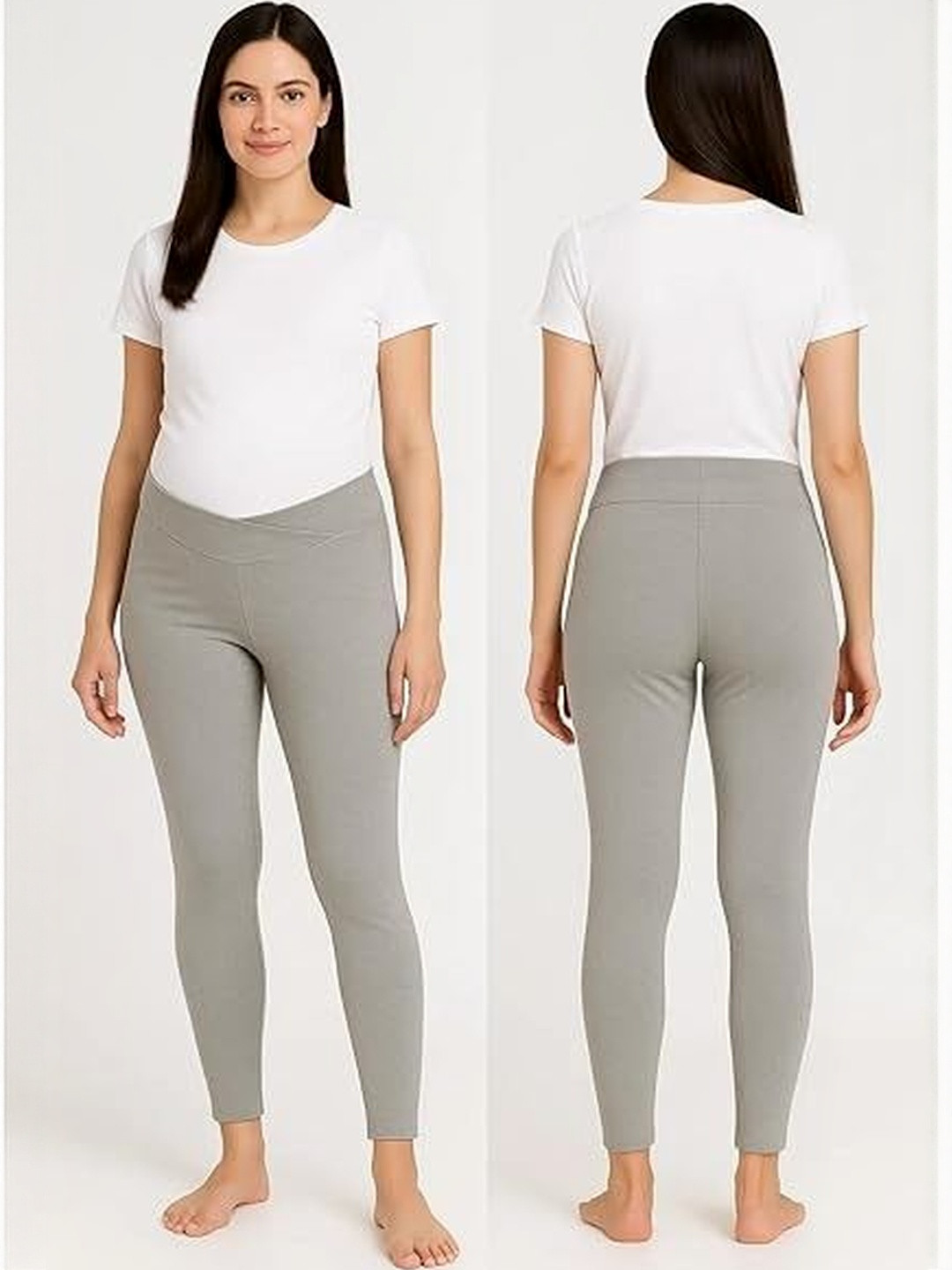 Eleg & Stilance Women Cotton V Cross Maternity Pregnancy Legging With Adjustable Waist