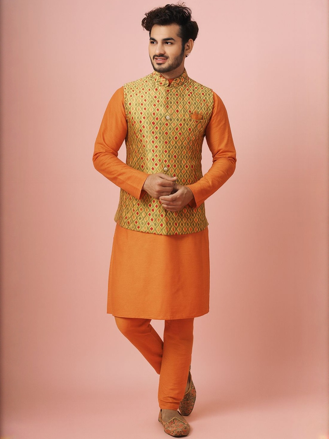 SHAHI ACHKAN Men Woven Design Nehru jacket