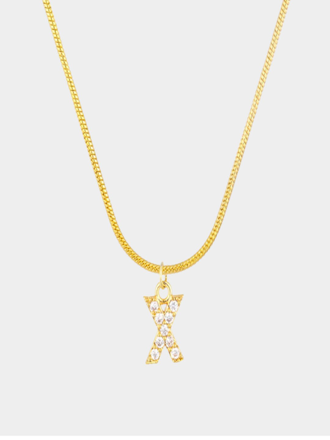 AQUASTREET 18K Gold Plated Anti-Tarnish Zircon Initial Letter X Pendant Necklace