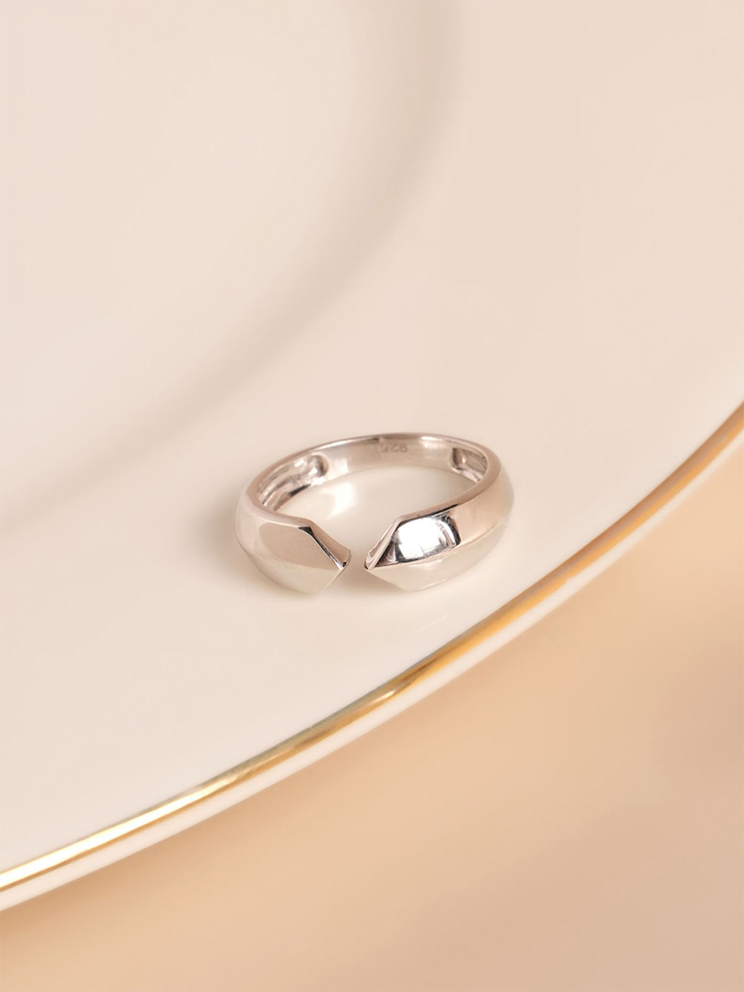 PALMONAS Unisex 925 Sterling Silver Rhodium-Plated Unity Gap Finger Ring