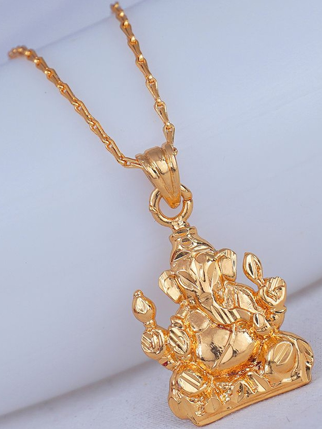 JFL - JEWELLERY FOR LESS Gold-Plated Lord Ganesha Pendant with Chain