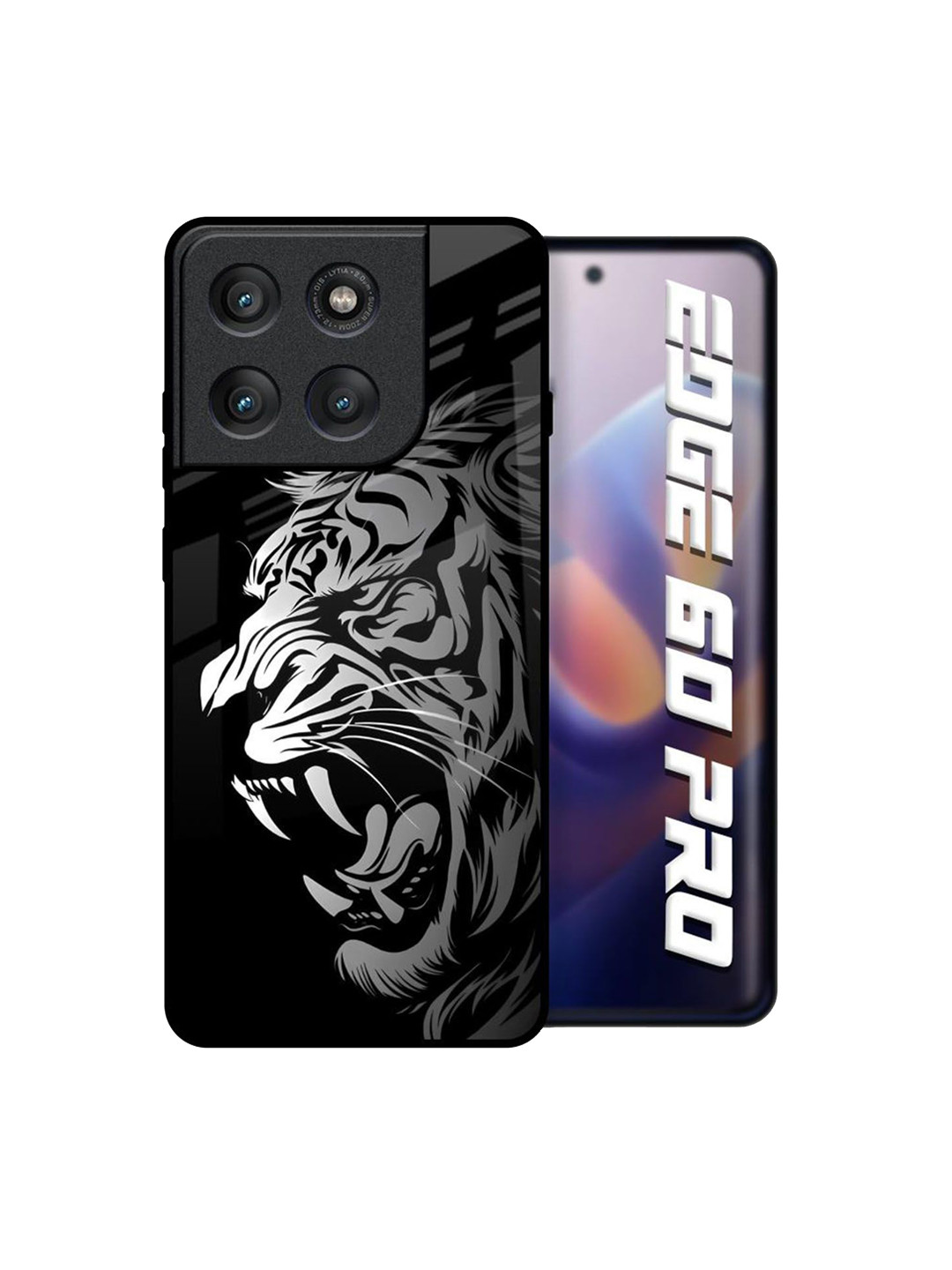 QRIOH Midnight Roar Printed Motorola Edge 60 Pro Glass Back Case Mobile Accessories