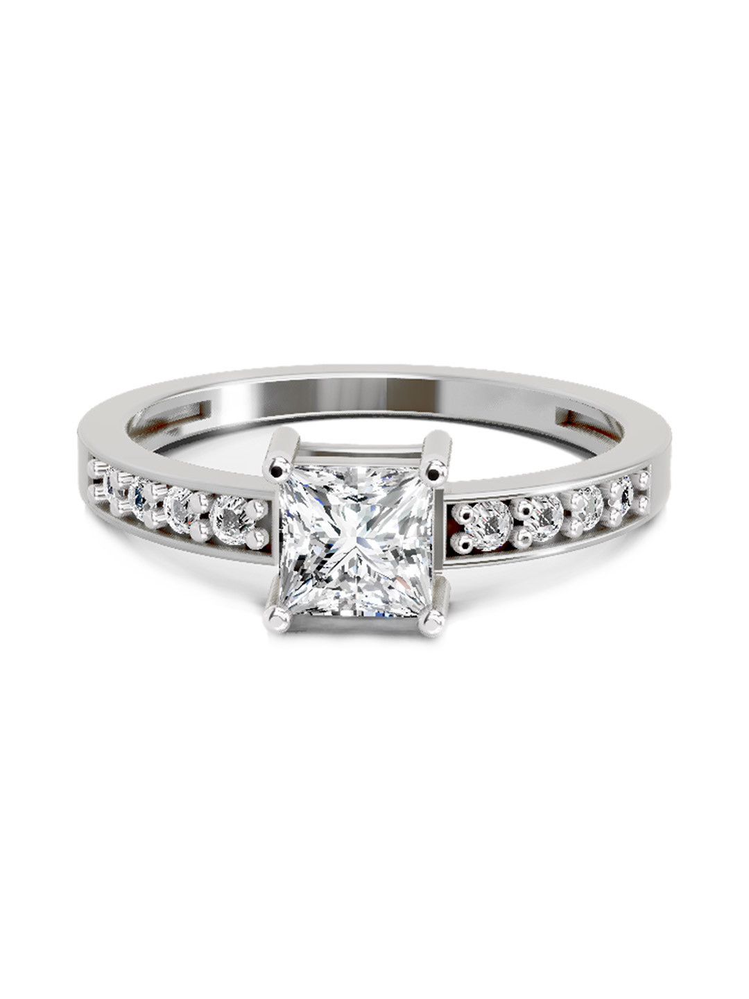 Sparkles 14K White Gold Lab Grown Diamond 0.94 Carat Princess & Round Shape Diamond Ring