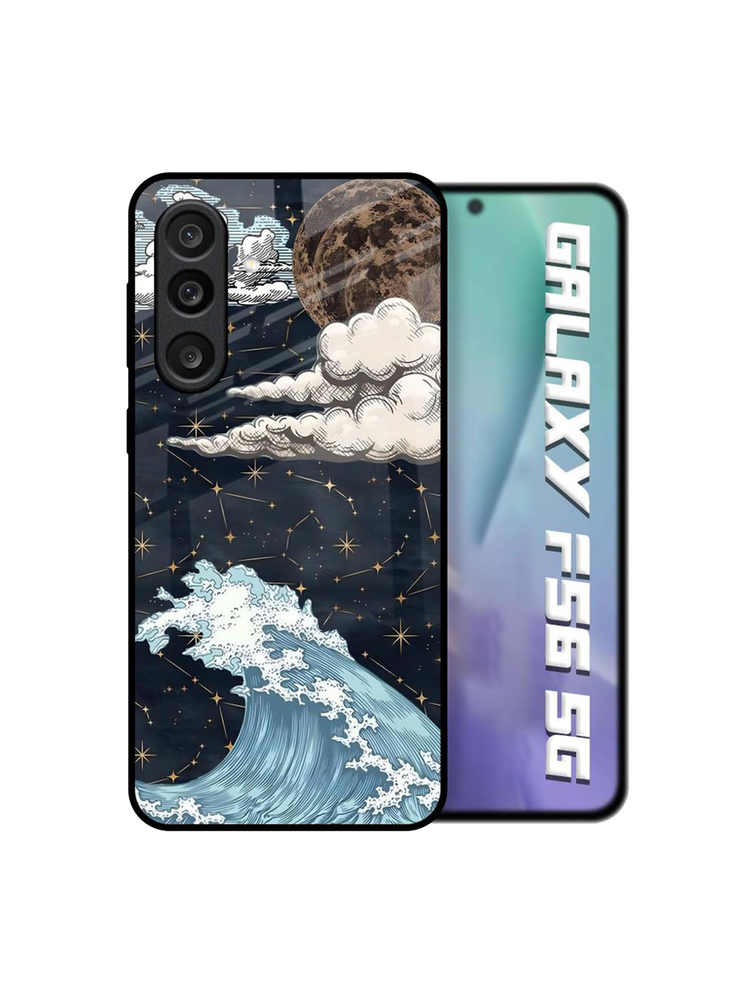 QRIOH High Tides Printed Samsung Galaxy F56 5G Glass Back Case Mobile Accessories