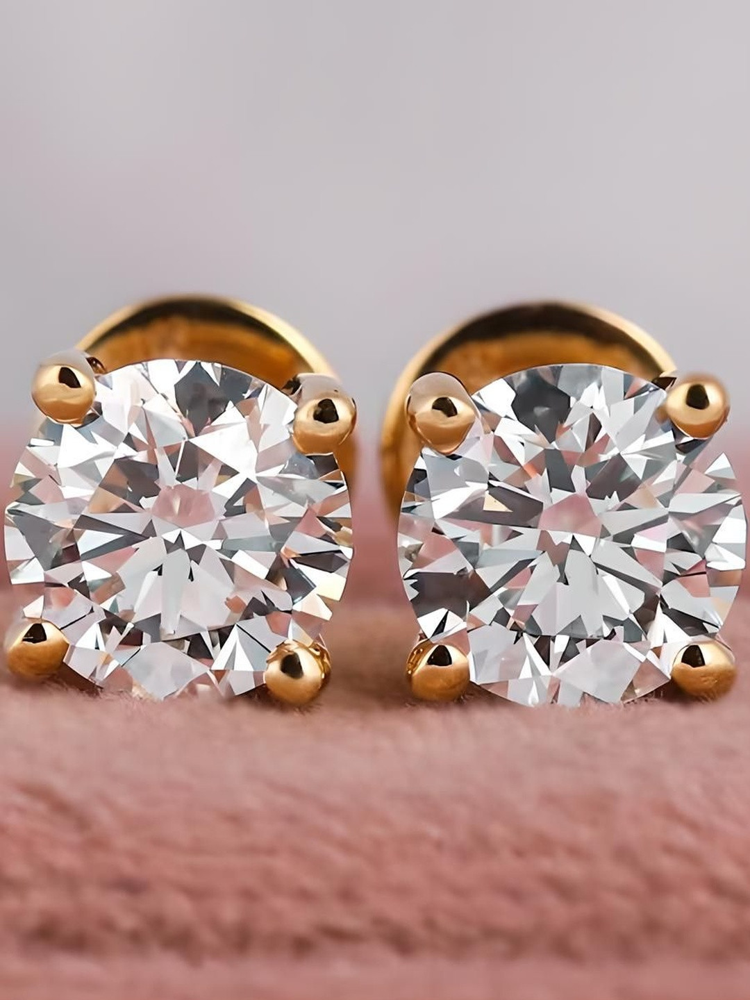 RAGABANDHA DESIGN STUDIO 92.5 Silver 22k Gold Plated 4MM Solitaire Earring