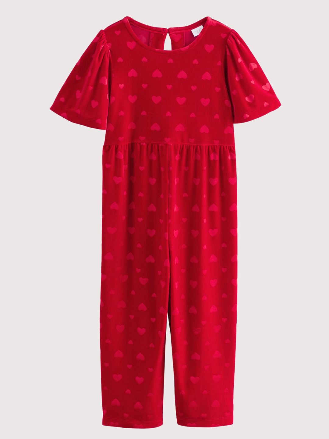 NEXT Girls Heart-Shaped Embossed Velour Basic Jumpsuit