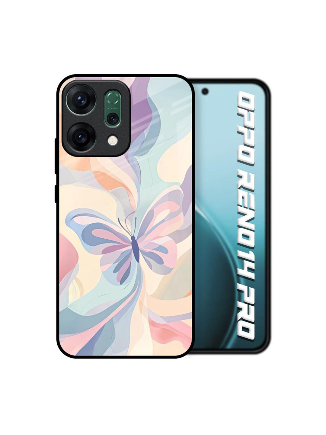 QRIOH Opulent Wings Oppo Reno14 Pro 5G Glass Back Case Mobile Accessories