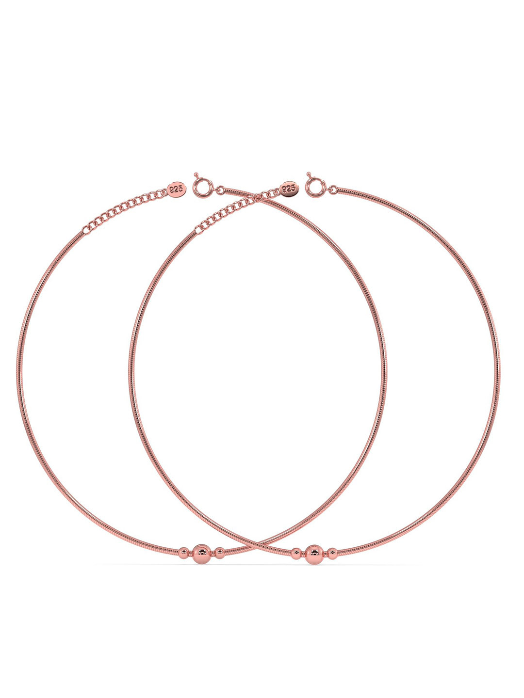 Whitehathi 925 Sterling Silver Rose Gold-Plated Skin Friendly Anklet