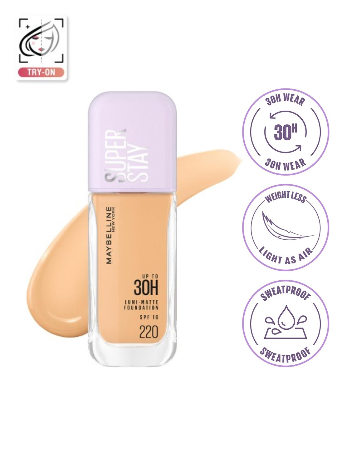 Maybelline New York 30H Longwear Super Stay Lumi-Matte Liquid Foundation 35ml - Shade 220