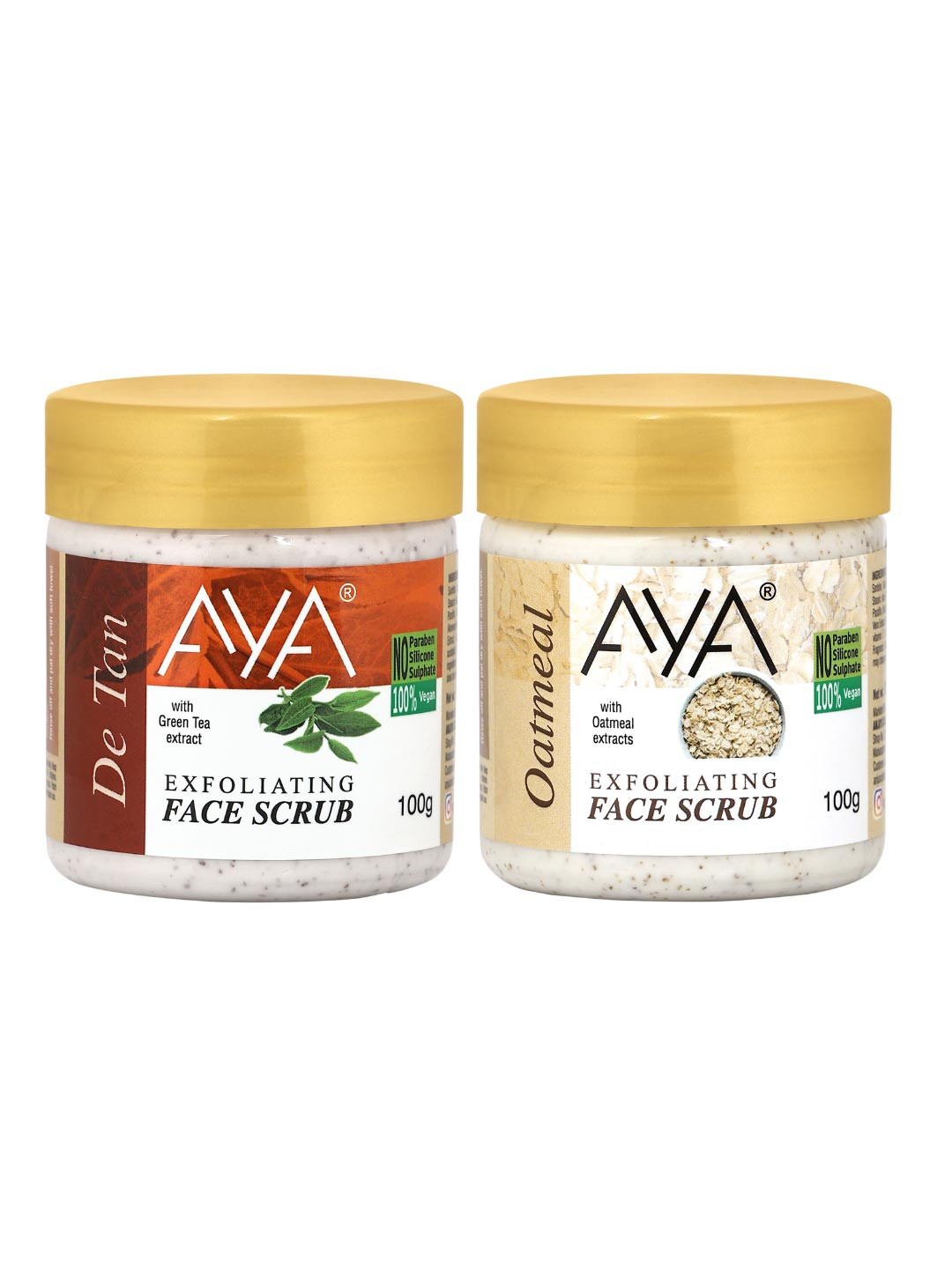 AYA Set of De Tan & Oatmeal Exfoliating Face Scrubs - 100 ml Each