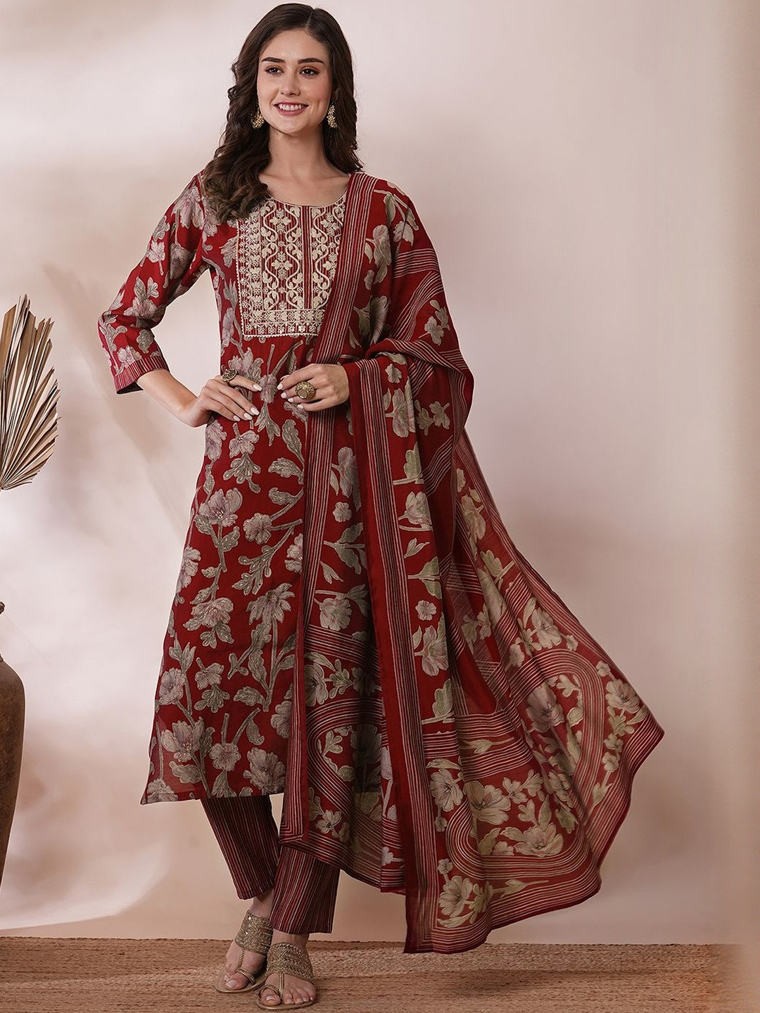 Moda Rapido Embroidered Jute Cotton Kurta Set