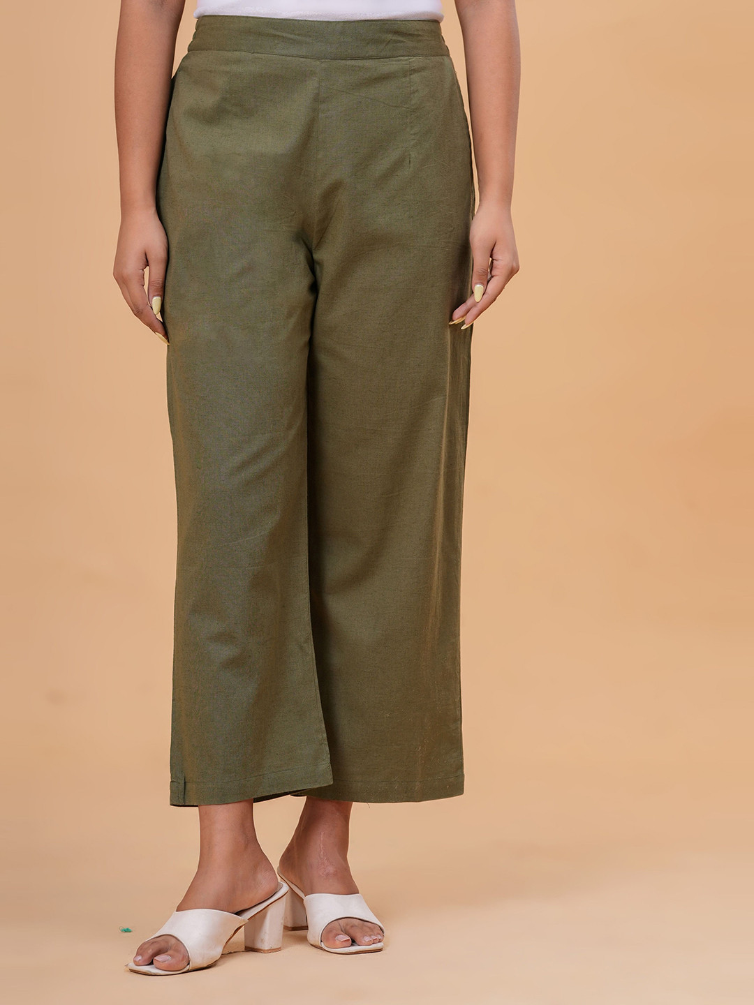 Garin Women Shimmering Textured Palazzo Relaxed Fit Bottoms Pant