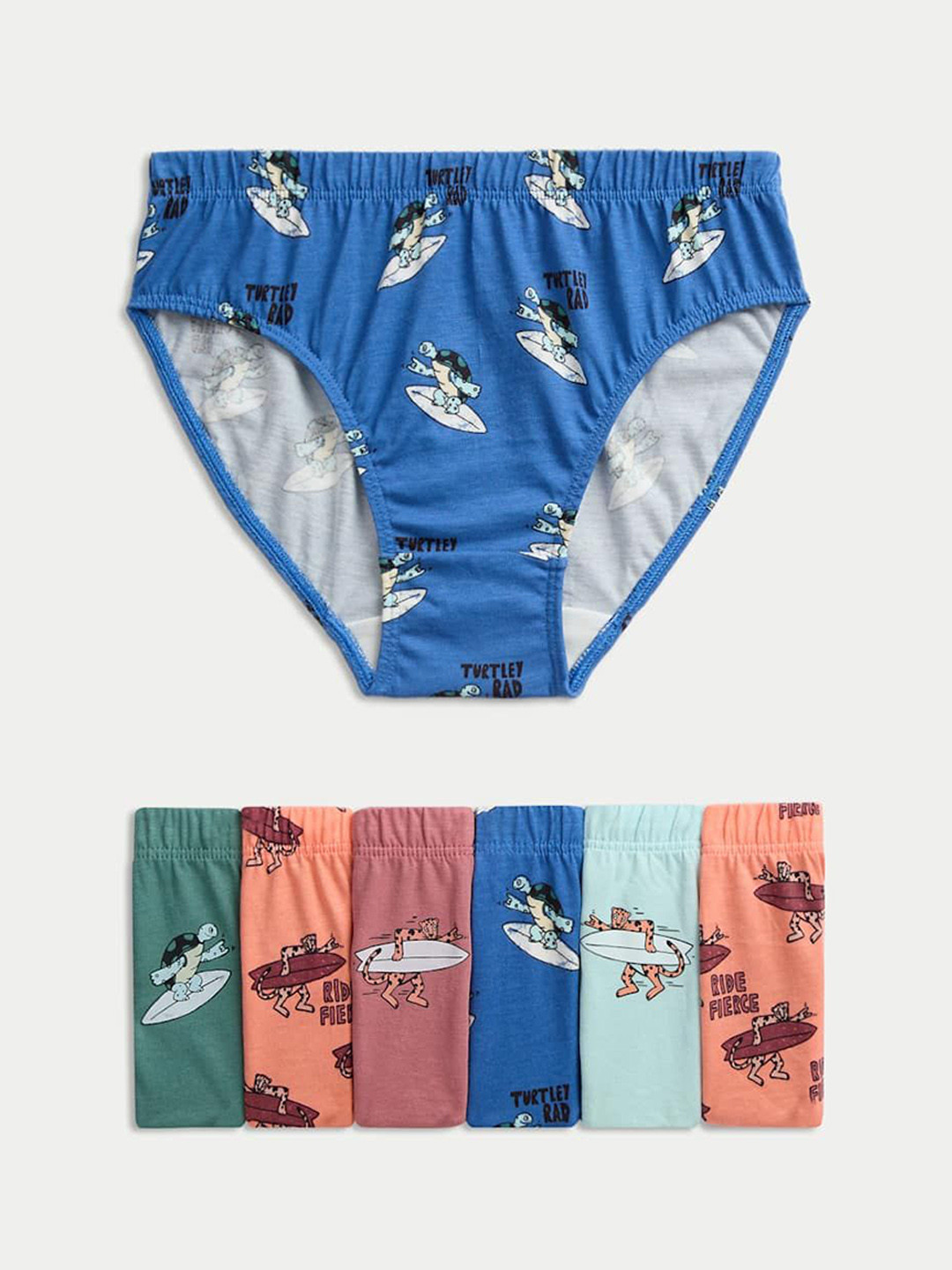 Marks & Spencer Boys Pack Of 7 Typography Printed Pure Cotton Self Design Hipster Briefs