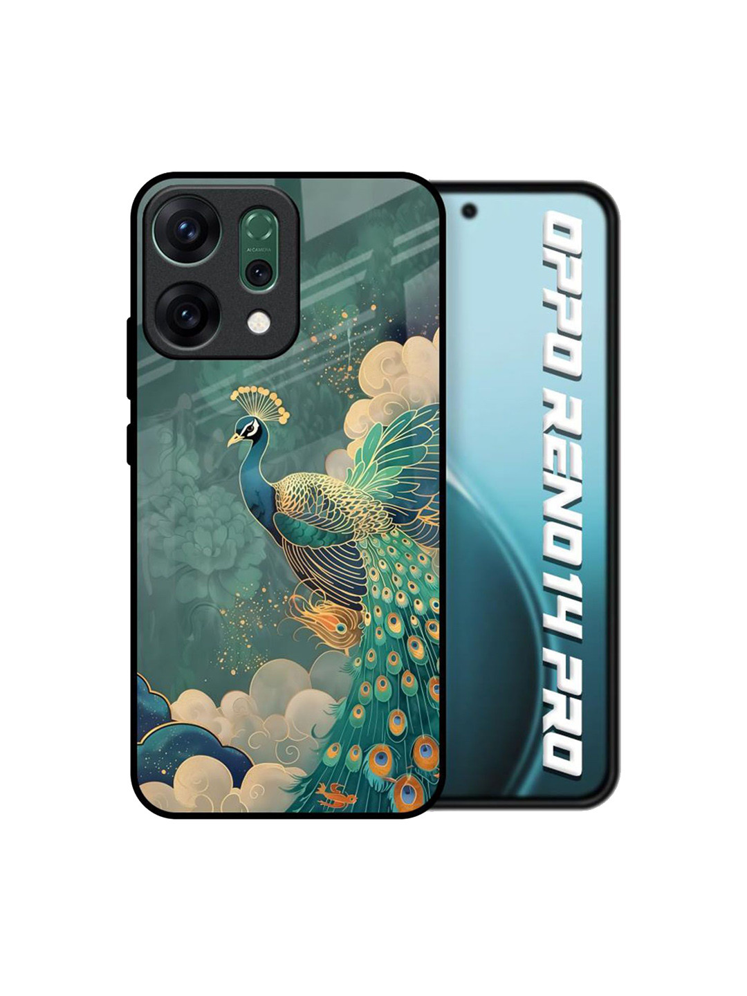 QRIOH Cloud Glider Printed Oppo Reno14 Pro 5G Glass Back Case Mobile Accessories