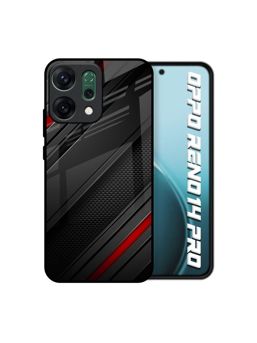 QRIOH Modern Abstract Printed Oppo Reno14 Pro 5G Glass Back Case Mobile Accessories