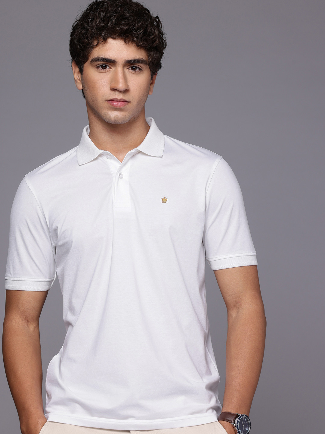 Louis Philippe Men Regular Fit Mercerised Jersey Fabric Half Sleeve Casual T-shirt