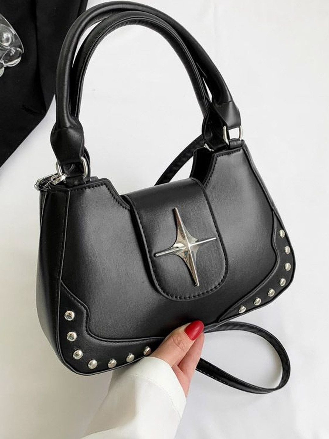 CORSICA Women Black Embellished PU Hand Bag