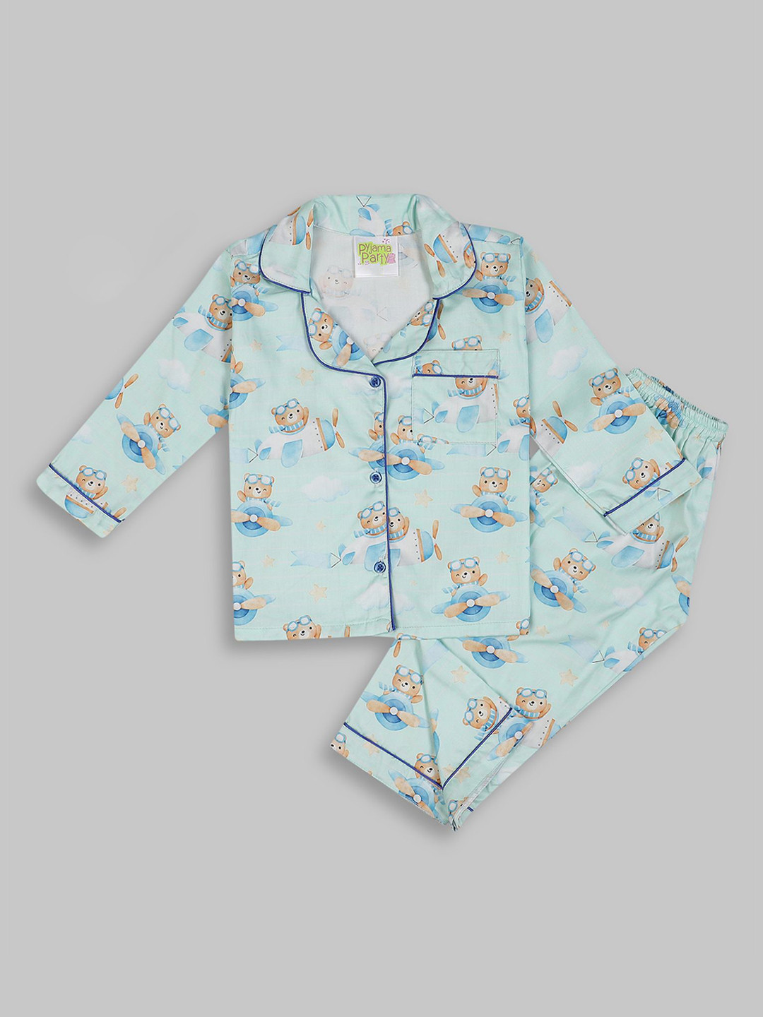Pyjama Party Kids Printed Pure Cotton Shirt & Pyjama Night suit