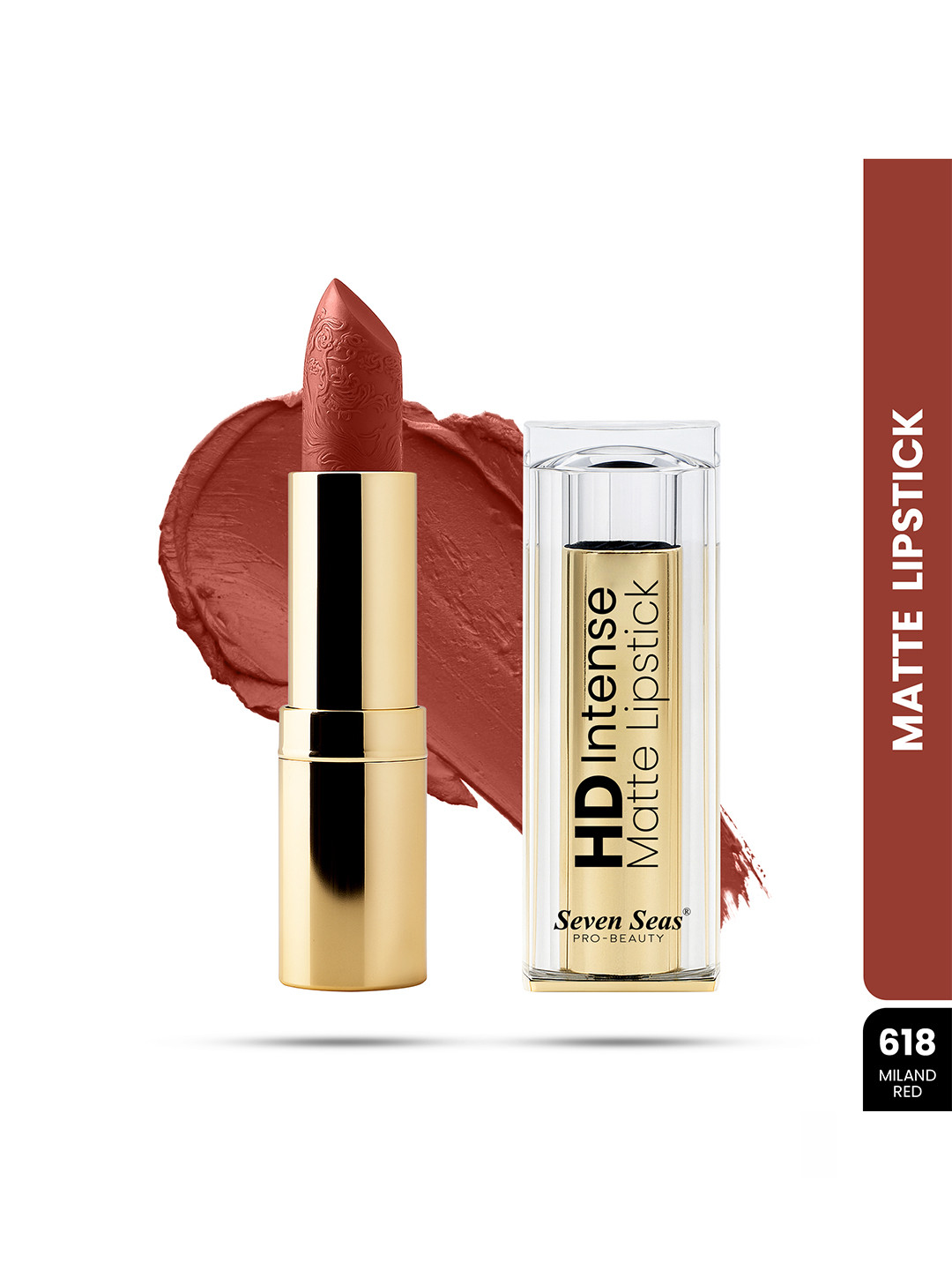Seven Seas HD Intense Matte Long Lasting Lipstick 3.5 g - Miland Red 618