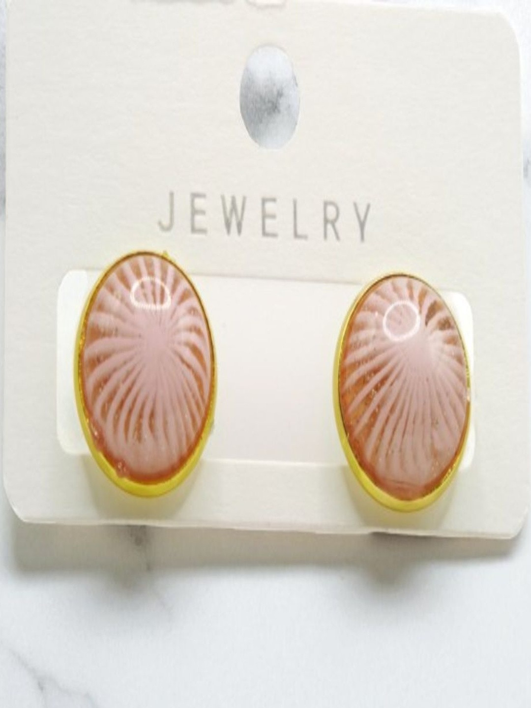 SAPRAA TRENDS Oval Gold Plated Stud Earrings