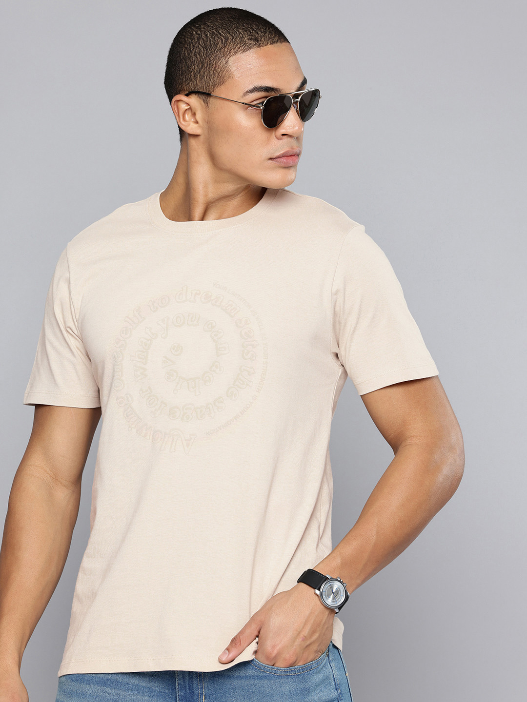 Flying Machine Typography Printed Pure Cotton T-shirt