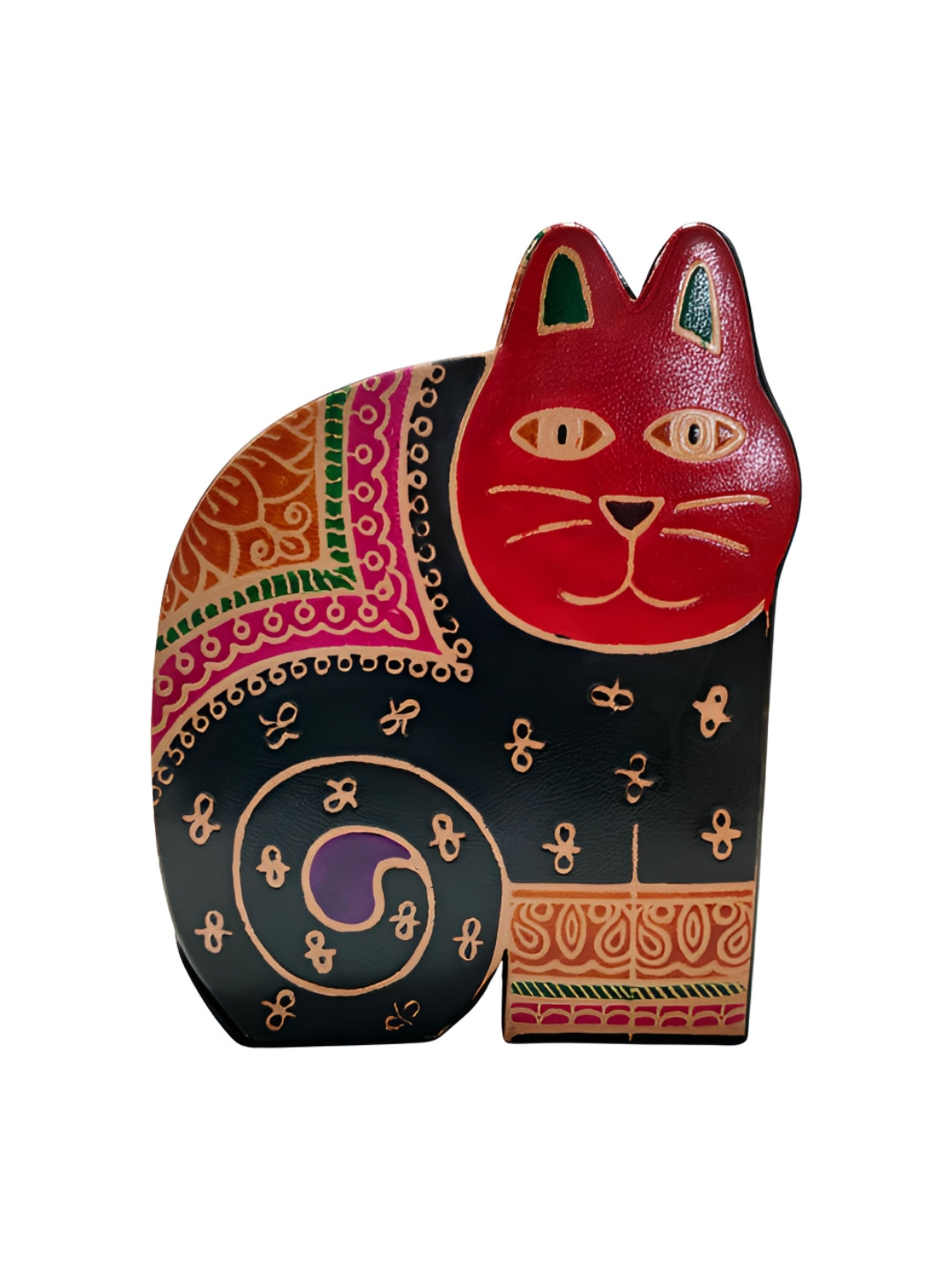 MAATIR DESIGNS Printed Leather Cat Coin Box