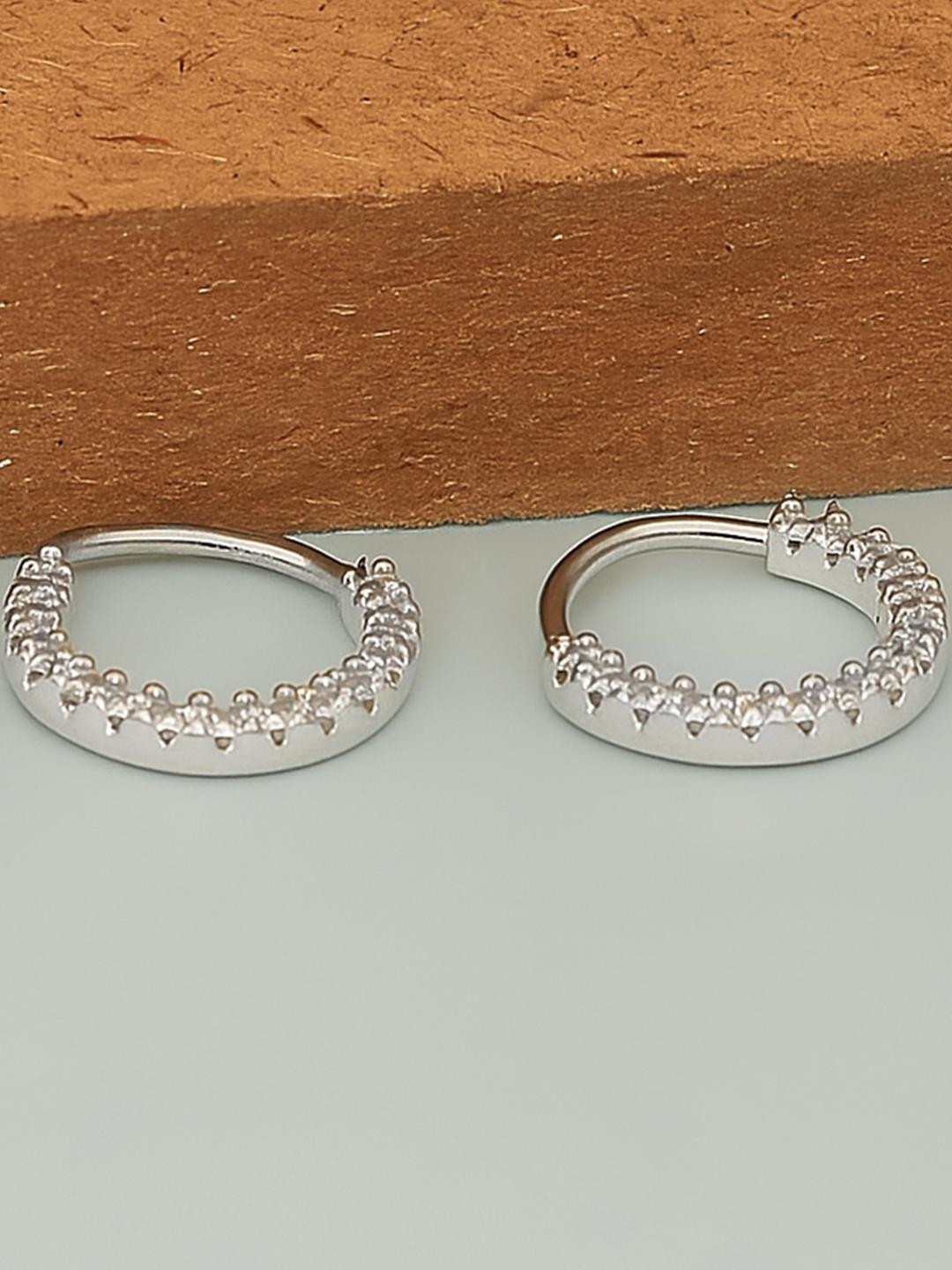 Beenth & Doneth Silver Zirconia Circular Hoop Earrings