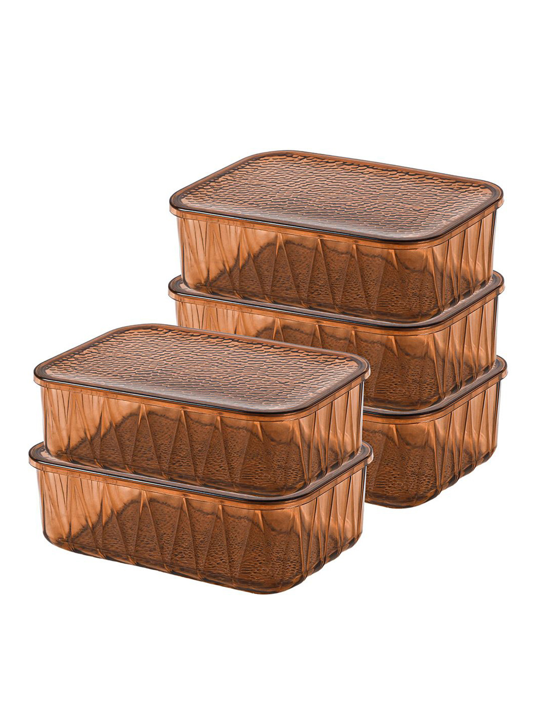 Kuber Industries Brown 5 Pieces Food Storage Containers 1.2L Each With Lid
