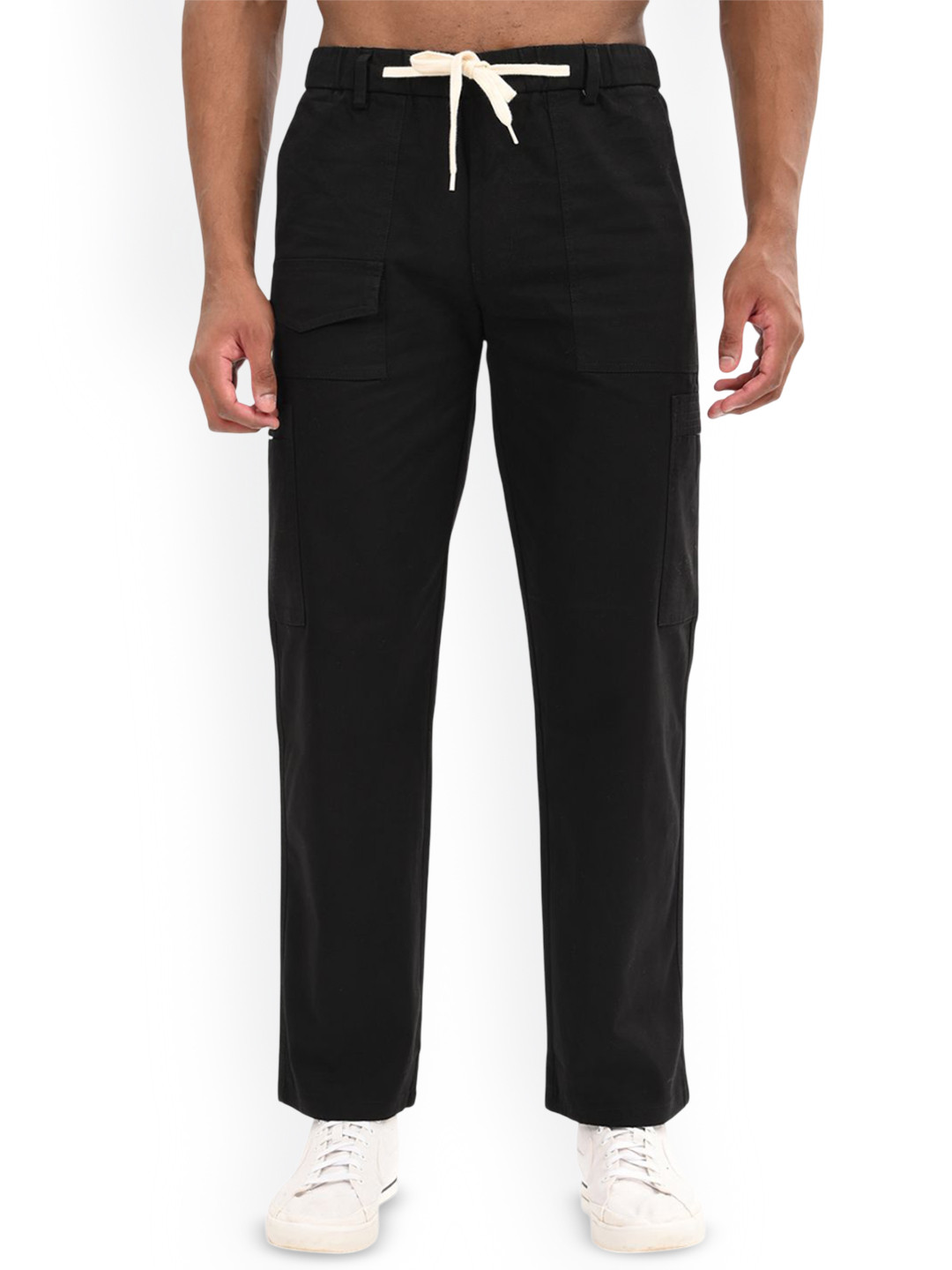 BLVNK Men Relaxed Fit Mid-Rise Multi-Pocket Utility Cargo Trouser