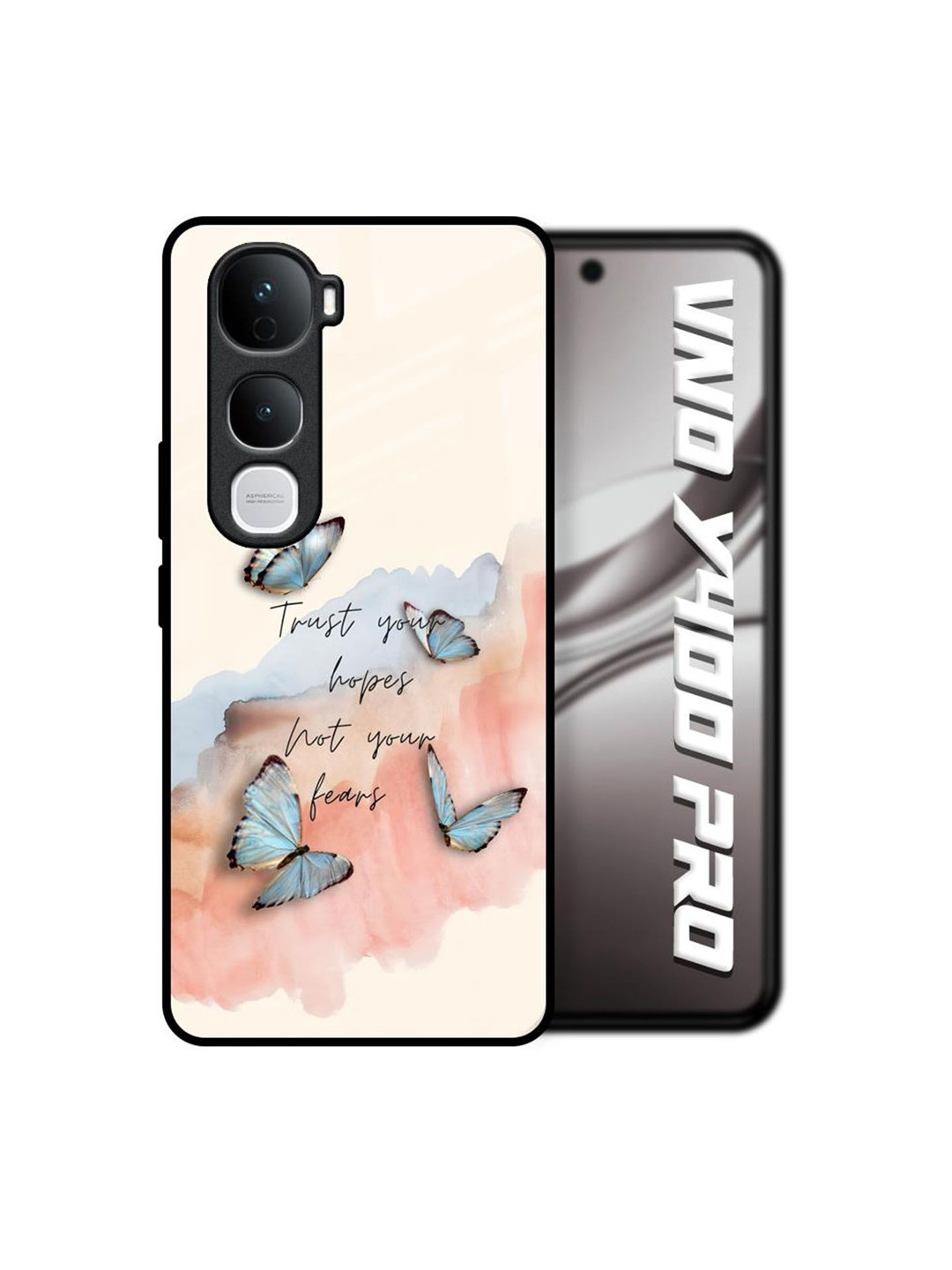 QRIOH Trust Quirky Printed Glass Back Case for Vivo Y400 Pro 5G