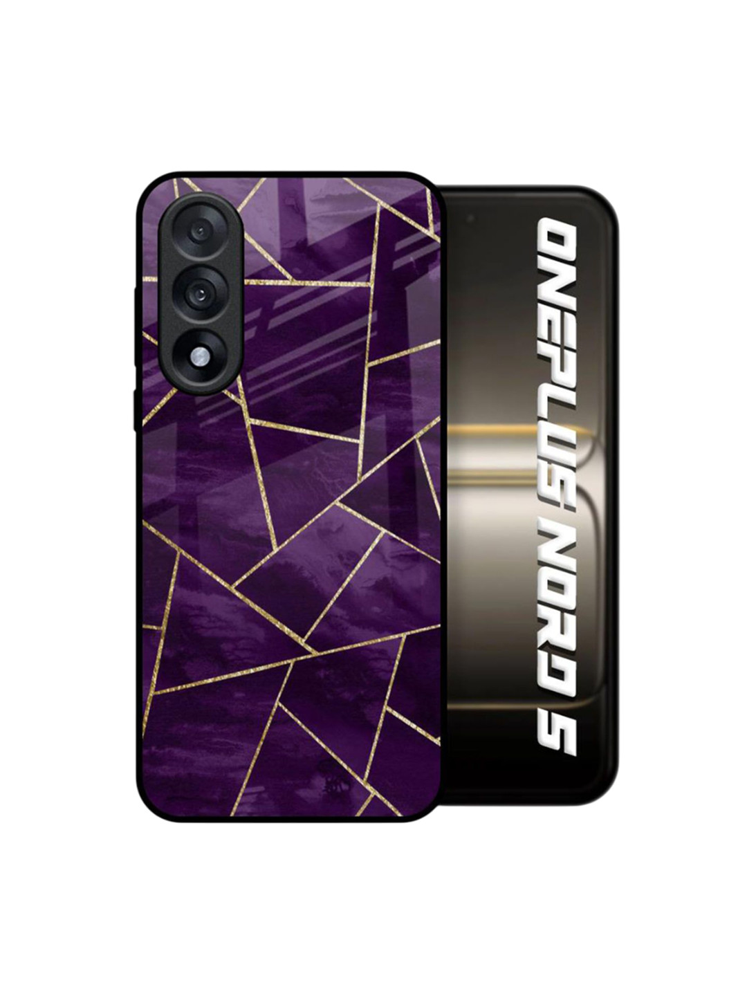 QRIOH Geometric Purple Glass Case for OnePlus Nord 5 5G