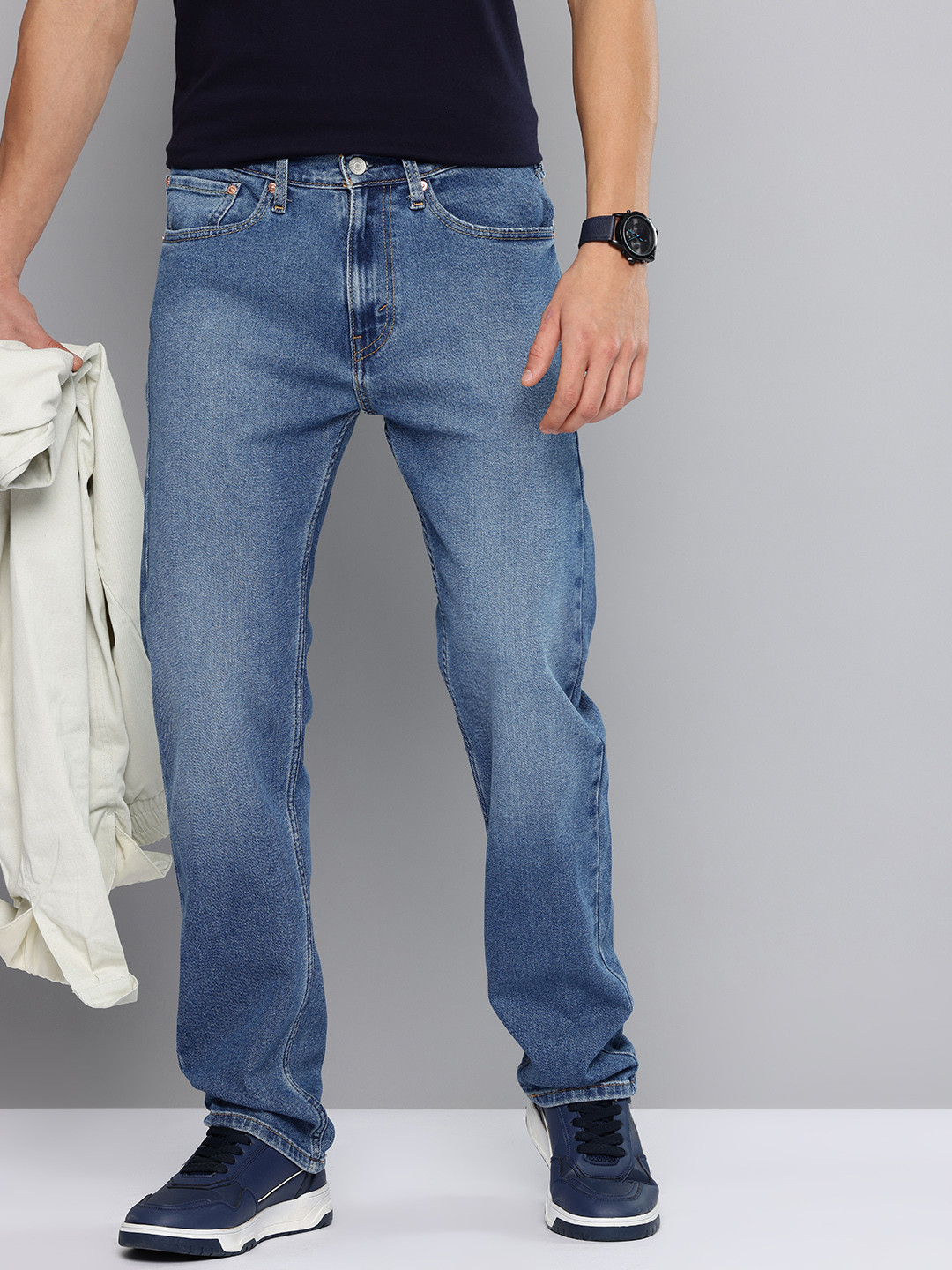 Levis Men 505 Straight Fit Light Fade Stretchable Jeans