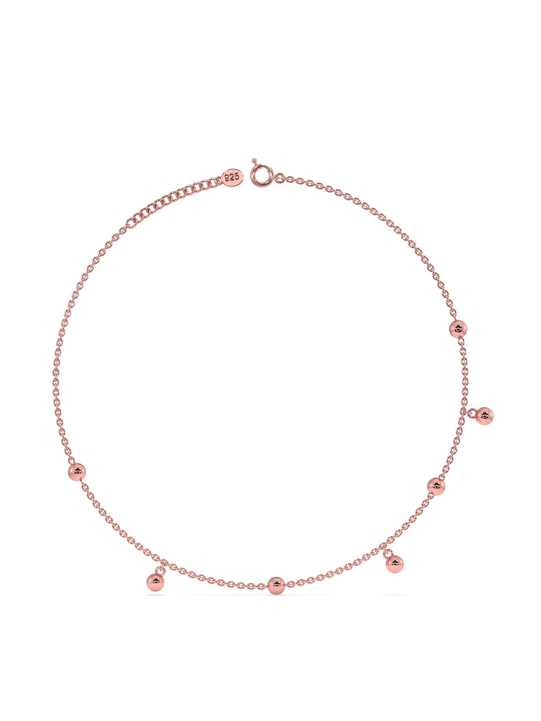 Whitehathi 925 Sterling Silver Rose Gold-Plated Skin Friendly Anklet