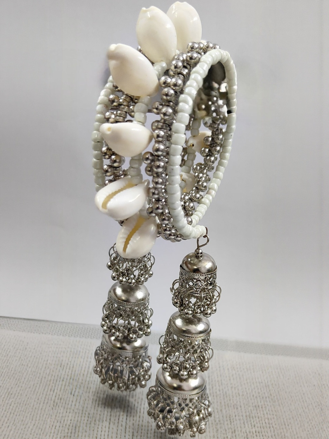 Grace Collections Women Rhodium-Plated Boho Shell Bracelet